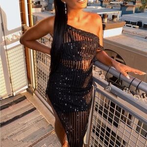 Revovle black sequin dress size small